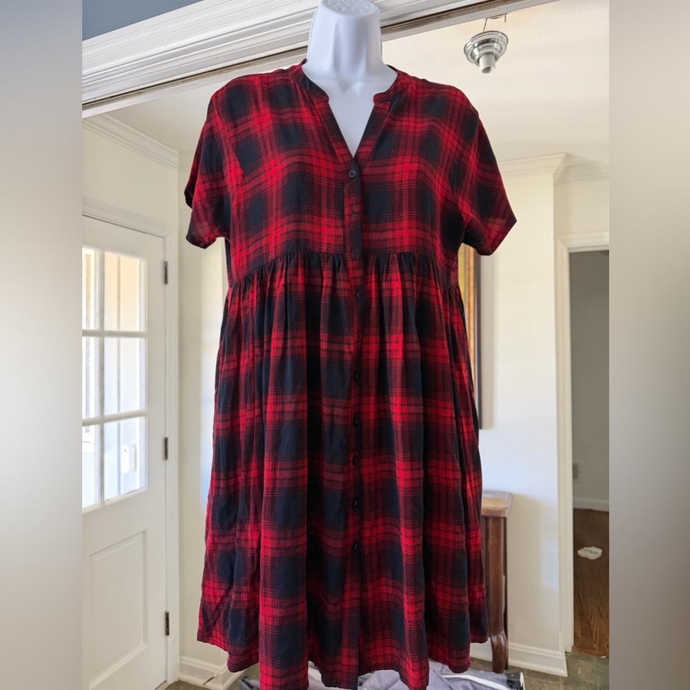 Red and Black Plaid Button-Down Dress (bought from Anthropologie)